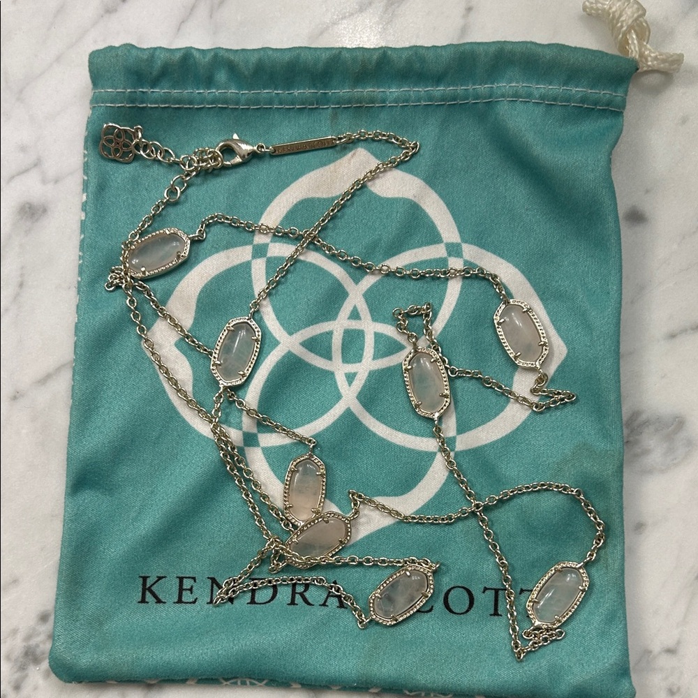 Kendra Scott Gold Necklace with Clear/Ivory Stones